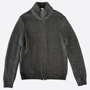 Hermes Grey Knit Cashmere Zip Up Cardigan